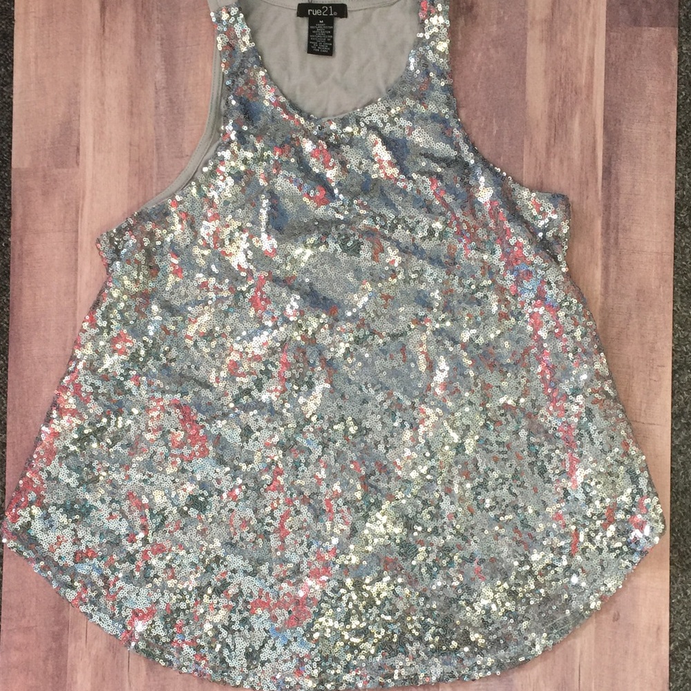 Silver sequin tank top